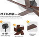 48" DC Ceiling Fan No Light - 5 Carved Solid Wood Blades, 6-Speed Reversible DC Motor, Ceiling Fan without Lights for Living Room Bedroom Kitchen Patio, Indoor and Outdoor, Black and Walnut