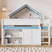 WhiteBlue Full Size Loft Bed WithIntegratedStorage