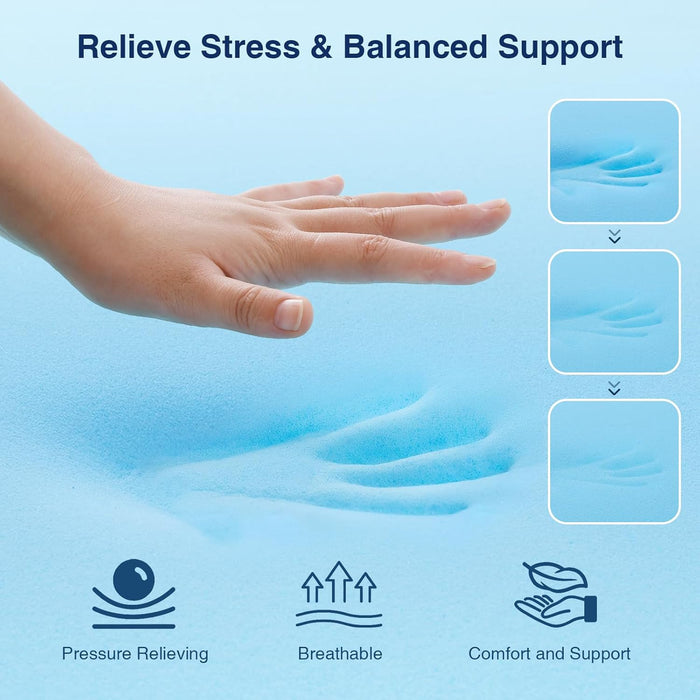 Dual-Layer 4 Inch King Size Memory Foam Mattress Topper for Back Pain, 2 Inch Cooling Pillow Top Mattress Pad Cover and 2 Inch Gel Memory Foam Topper, Deep Elastic Pocket, Grey