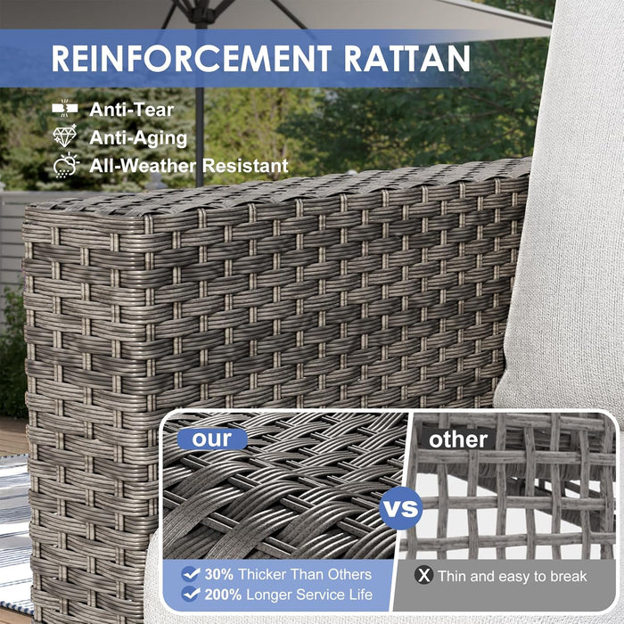 Outdoor Patio Furniture Set, 5 Piece 5 Seats Comfortable Wicker Rattan Outdoor Furniture Set with Ottoman,Deep Seat & 4.72'' Thick Cushion Patio Conversation Set for Porch,Deck,Backyard,Grey