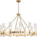 Wagon Wheel Chandelier, 12-Light Golden Farmhouse round Chandelier, Industrial Lighting Fixtures, Glass Pendant Light Suitable for Porch, Dining Room, Living Room, and Bedroom.