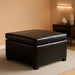 Forrester Brown Leather Square Storage Ottoman, 35 by 35 by 19