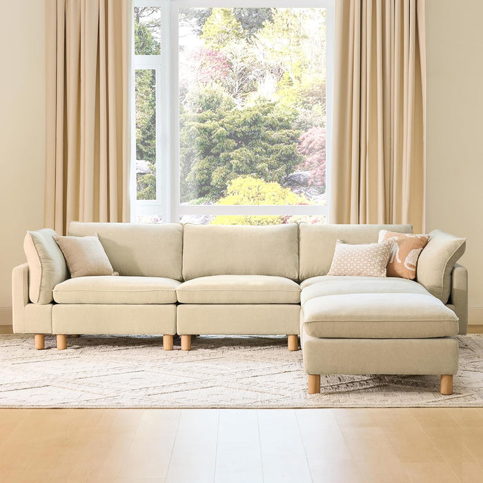 Beige Oversized Sectional Sofa For Spacious Living