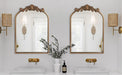 Antique Mirror,Gold Traditional Vintage Ornate Baroque Arched Brass Wall Mounted Mirrors for Entryway/Fireplace/Living Room/Hallway/Bathroom 19"X27"