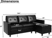 Faux Leather Sectional Sofa Convertible L Shape Couch for Small Space, Black