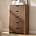 Fluted 5 Drawers Dresser for Bedroom, 45.3" Tall Modern Chest of Drawers with Metal Handle, Natural Wooden Dresser TV Stand Boho Deep Drawer Dresserfor Bedroom Living Room-Brown