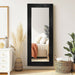 58X24In Full Length Mirror, Solid Wood Convex Frame, Black