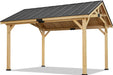 12' X15' Wood Gazebo, Spruce Solid Wood Hardtop Pavilion, Waterproof Asphalt Roof, for Patio, Lawn, Garden, Easy Installation