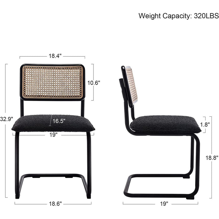 Set of 2 Black Rattan Dining Chairs