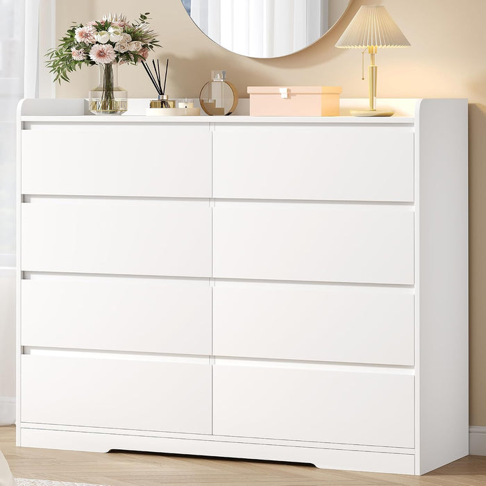 White Dresser for Bedroom, 8 Drawer Dresser Chests of Drawers