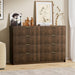 Walnut Dresser for Bedroom, Modern Dresser with 8 Drawers and Smooth Slides, Wide Chest of Drawers with Golden Handles for Bedroom, Closet, 15.7" D X 55" W X 37.4" H