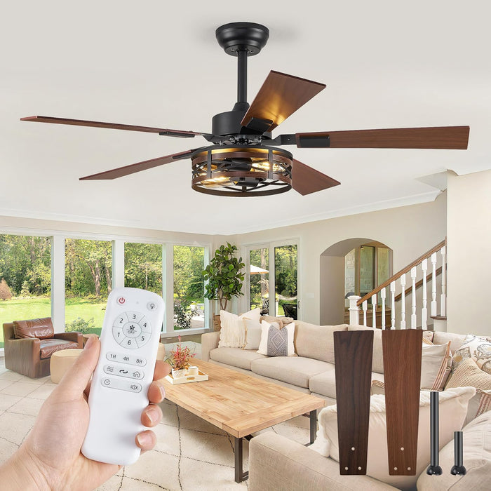 48 Inch Farmhouse Ceiling Fan Integrated Lighting