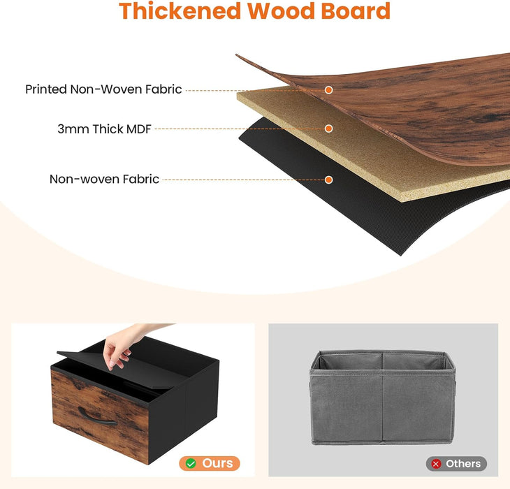 Industrial Seven Tier Bookshelf With Fabric Drawers