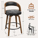 Swivel Bar Stools Set of 2, 26" Counter Height Bentwood Barstool | Mid-Century Modern PU Leather Upholstered Bar Chair with Back and Footrest, for Kitchen Island, Bar, Dining Room, Cafe, Black