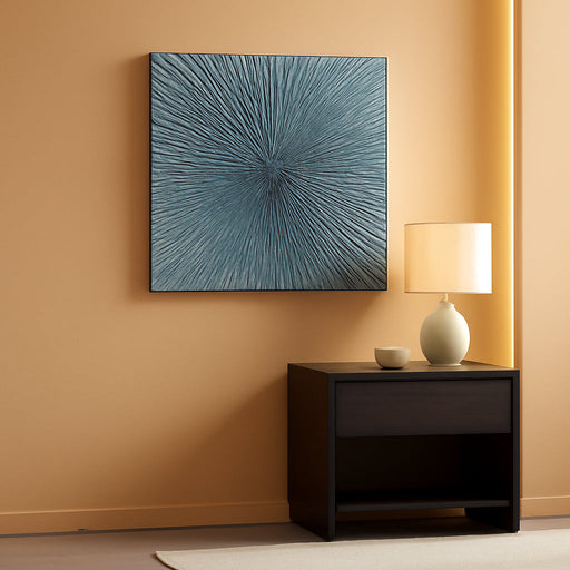 Contemporary Abstract Living Room Wall Art Hand Painted Modern Teal Color Canvas Painting Pictures for Bedroom Bathroom Decor