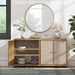 Oak Rattan Sideboard Buffet Cabinet, 60'', 4 Doors