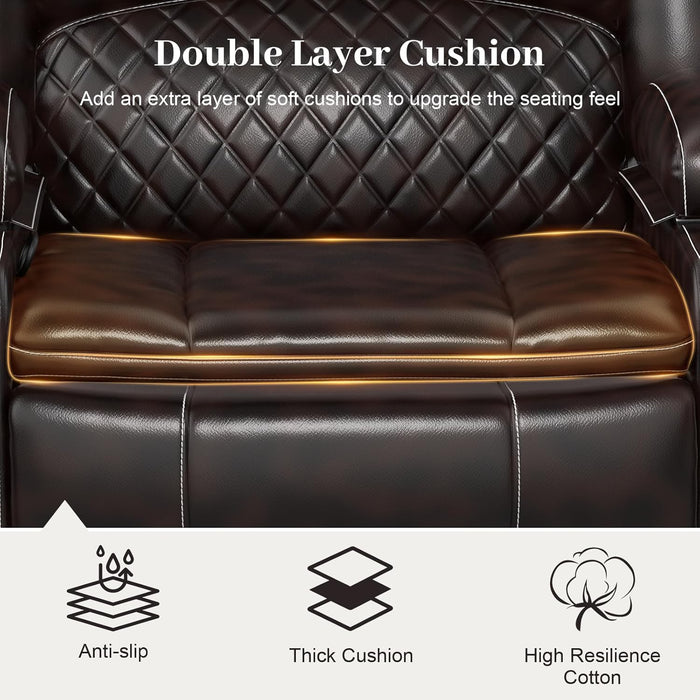 Brown Faux Leather Recliner with Storage