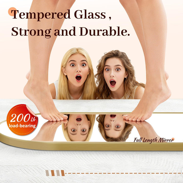 71" X 28" Arched Full Body Mirror,Standing or Leaning Tempered Glass Shatterproof Full Length Mirror with Stand for Bedroom Living Room Entryway,Gold