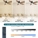 Ceiling Fans with Lights, 52 Inch Low Profile Ceiling Fan with Light and Remote Control, Flush Mount, DC Reversible Motor, Noiseless, Brown 6 Speeds Ceiling Fan for Bedroom