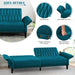 Teal Velvet Convertible Sleeper Sofa With Nailhead