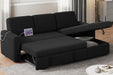 Sectional Sofa L-Shaped Sofa Couch Bed W/Chaise & USB, Reversible Couch Sleeper W/Pull Out Bed & Storage Space, 4-Seat Fabric Convertible Sofa, Pull Out Couch for Living Room Black