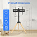Wood Easel TV Stand for 32 to 65 Inch LCD LED OLED Screen, 25°Swivel Tripod TV Mount Portable Height Adjustable TV Floor Stand for Studio, Office, Bedroom Living Room, VESA 600X400Mm
