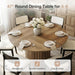 47-Inch round Dining Table for 4-6, Modern Kitchen Table with Fluted Pedestal Base, Farmhouse Wood Dinner Furniture for Dining Room, Kitchen & Living Room, Brown