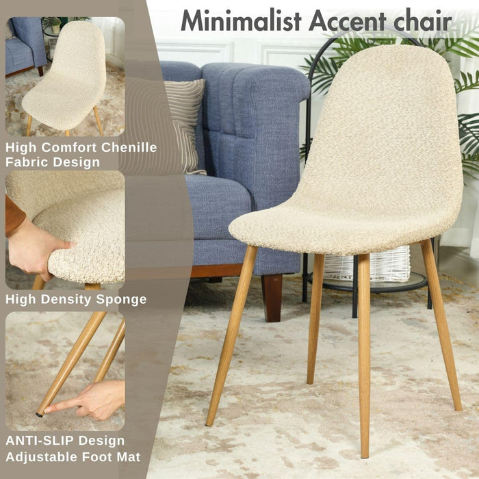 Mid-Century Upholstered Dining Chairs Set, Kitchen Chairs with Metal Legs, Side Chairs with Suede/Velvet/Fabric Upholstery, Ideal for Kitchen, Dining Room, Office, or Restaurant (Beige-O)