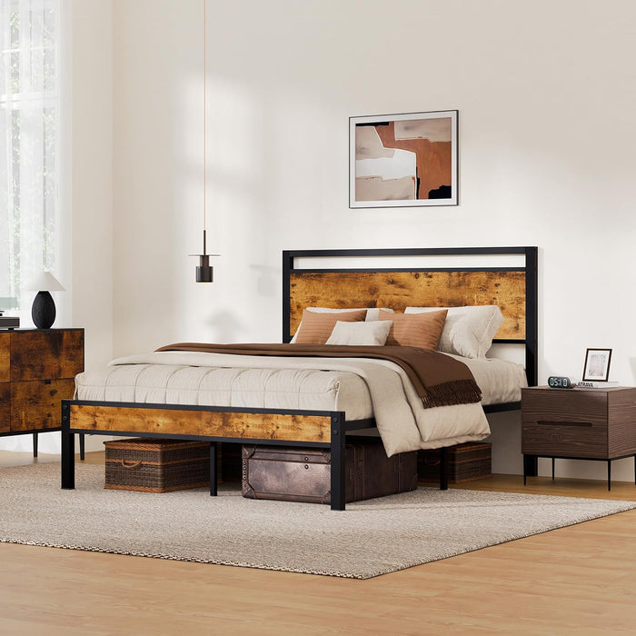 Easy Assembly Queen Bed Frame & Headboard Footboard,Underbed Storage