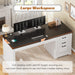 Office Desk with 3 Drawers, 55" Executive Computer Desk with Storage Drawers, Farmhouse Desk with Power Outlet for Home Office, White