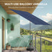 6X4Ft Outdoor Balcony Umbrella - Flat Porch Pool Patio Umbrella Rectangular Canopy Shade UPF50+ UV Protection 360° Rotating & Tilting All Angles Applicable (Navy Blue, No Base)
