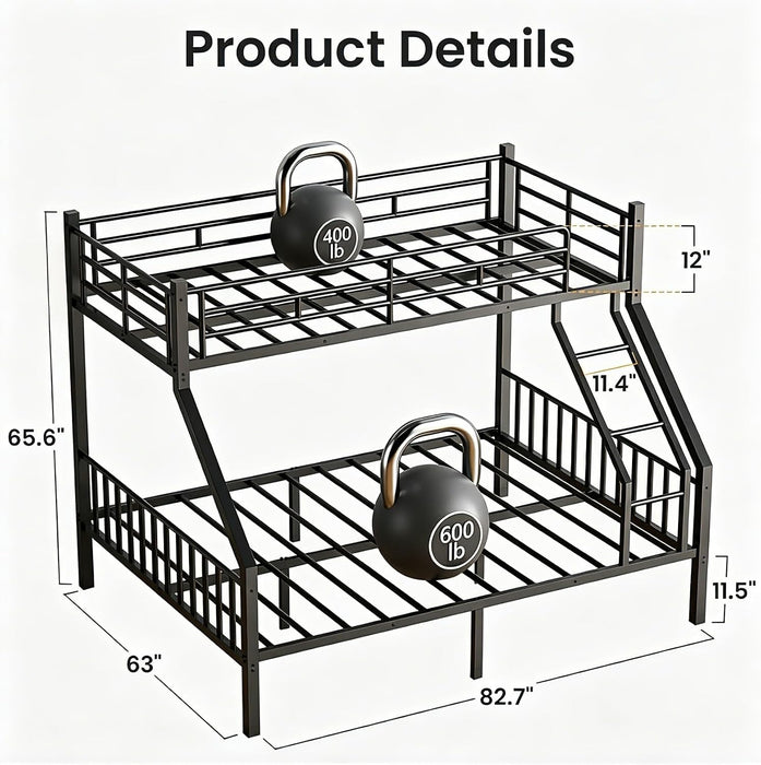 Twin XL Over Queen IndustrialGrade Bunk BedStructure