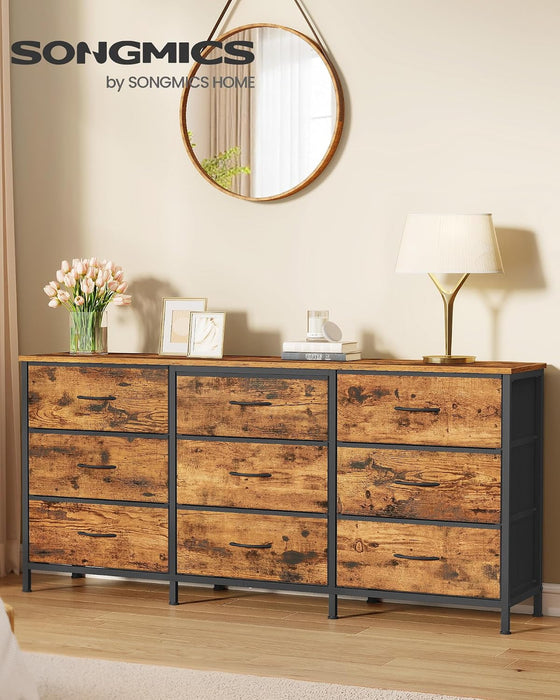 Dresser with 9 Fabric Drawers, TV Stand for Tvs up to 65 Inches