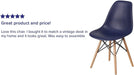 Elon Series Navy Plastic Chair with Wooden Legs for Versatile Kitchen, Dining Room, Living Room, Library or Desk Use