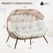 Double Egg Chair Wicker Outdoor Chairs, 2 Person Oversized Patio Loveseat Lounge Chair with Cushion, Indoor Living Room Bedroom outside Patio Backyard Balcony Leisure Chair, Creamy White