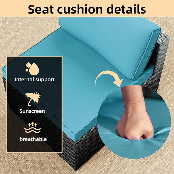 Patio Furniture Set, All-Weather Outdoor Sectional Patio Furniture Set Including 7-Seated Sofa, for Any Patio,Blue