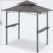 8'X 5' Grill Gazebo Shelter, Double Tier Outdoor BBQ Gazebo Canopy with LED Light(Gray)