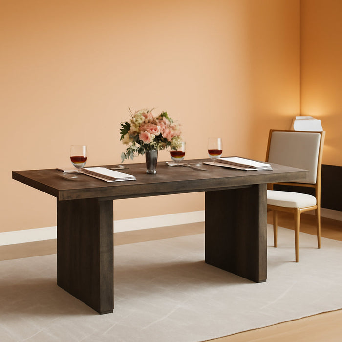 63-Inch Dining Table for 4-6, Farmhouse Kitchen Table with Large Tabletop, Rectangular Dinner Eating Table for Dining Room, Living Room, Kitchen, Dark Gray