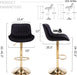 Velvet Bar Stools Set of 4 - Swivel Counter Height Barstools with Back & Adjustable Height, Modern Gold Kitchen Island Stools for Bar, Armless Pub Stools, Soft Black Upholstered Seating