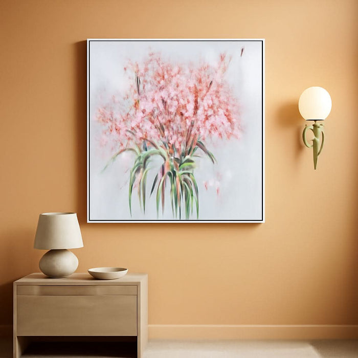 Abstract Bouquet Canvas Wall Art: Pink Flower in Vase Artwork Hand Painted Oil Painting for Teen Girl Bedroom Floral Picture Poster for Living Room Decor 24" X 30"