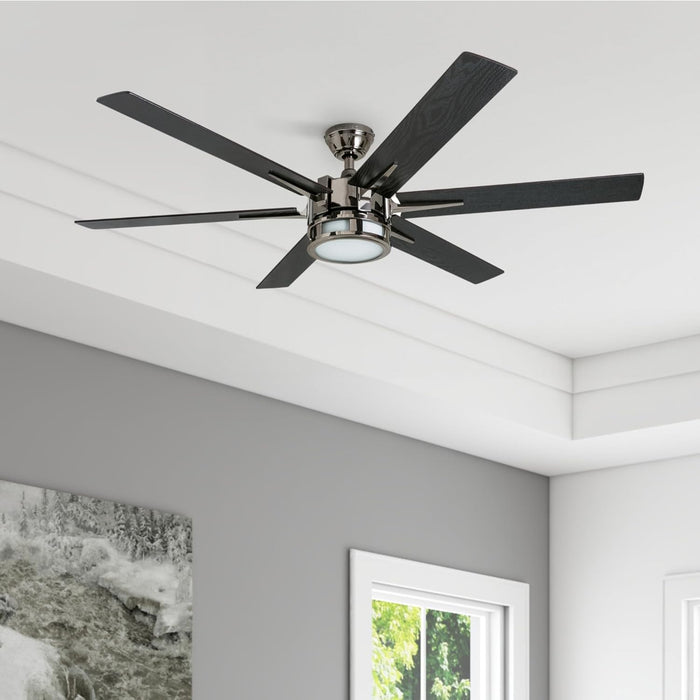 Ceiling Fans with Lights, Kaliza LED Indoor Fan W/ 6 Blades, 56 Inch, Gun Metal - Smart Remote-Controlled Fan with Quiet Motor for Home and Bedroom