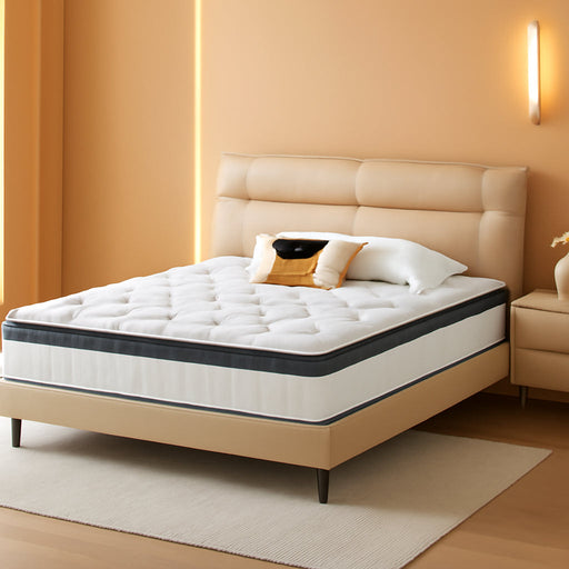 12 Inch Queen Hybird Mattress, Breathable Medium Firm White Queen Mattress
