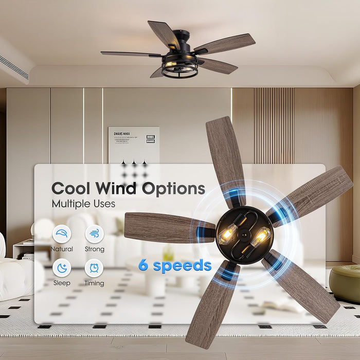 Industrial Black Ceiling Fan With Advanced Lighting