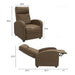 Massage Recliner Thick Padded Single Linen Fabric Recliner Chair Sofa Club Chair Home Theater Seating, Brown