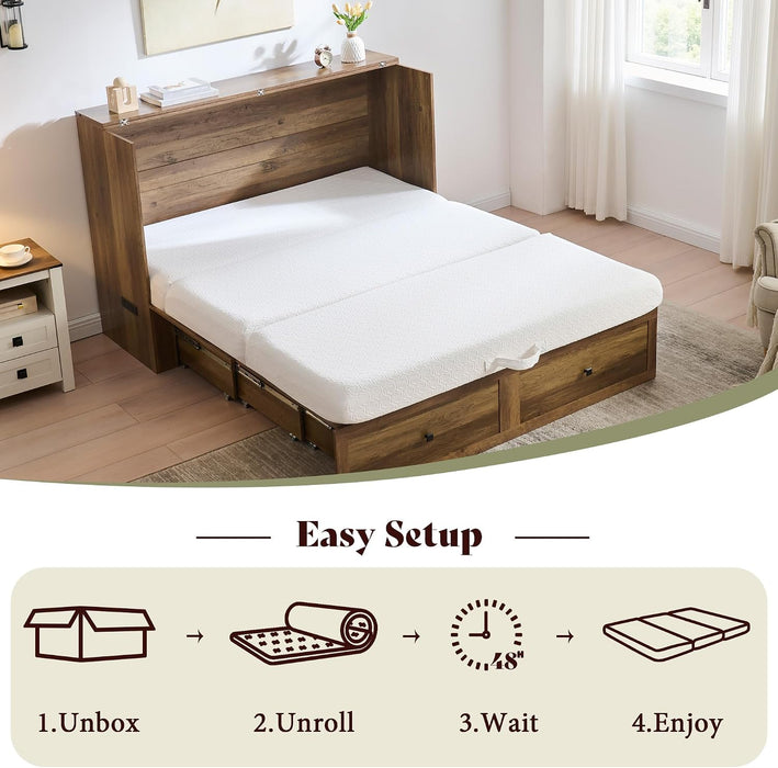 6" Queen Tri-Fold Memory Foam Mattress with Cooling Gel