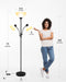 Floor Lamp Black, Standing Lamp, 71" Tall Lamps for Living Room, 3 Way Switch, Plastic Lampshade, Torchiere Floor Lamp with Reading Lamps, Modern Pole Lamps for Bedroom Kids Room E26 Base(No Bulb)