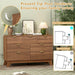7 Drawer Fluted Dresser for Bedroom, Mid Century Modern Wooden Dresser with 7 Drawers, Dressers & Chests of Drawers with Metal Handle, TV Stand & Storage Organizer for Entryway, Hallway, Walnut