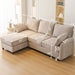 EightySixInchLength L Shaped Elegant Sectional Sofa Khaki