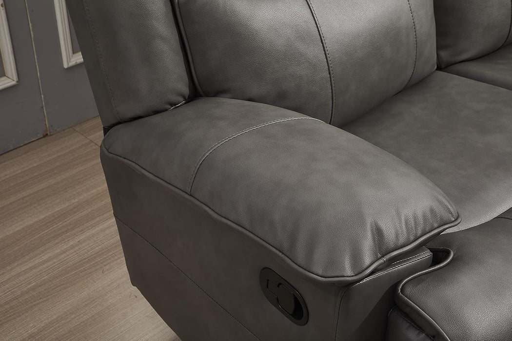 Bonded Leather Reclining Sofa Couch Set Living Room Set 8006 (Grey, Loveseat)