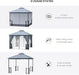 11' X 13' Patio Gazebo, Double Roof Outdoor Gazebo Canopy Shelter with Netting & Curtains, Steel Corner Columns for Garden, Lawn, Backyard and Deck, Gray
